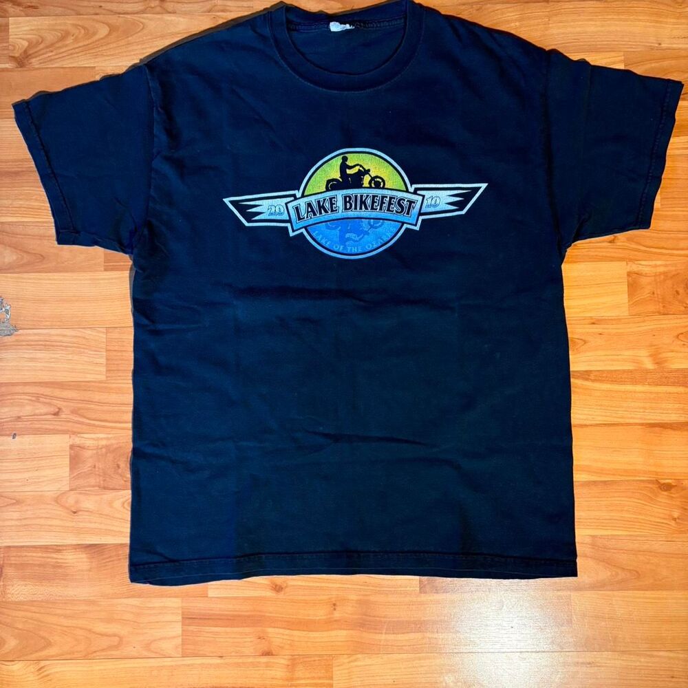 Harley Davidson Lake Bike Fest T Shirt Black Biker Motorcycle Rally Graphic Tee